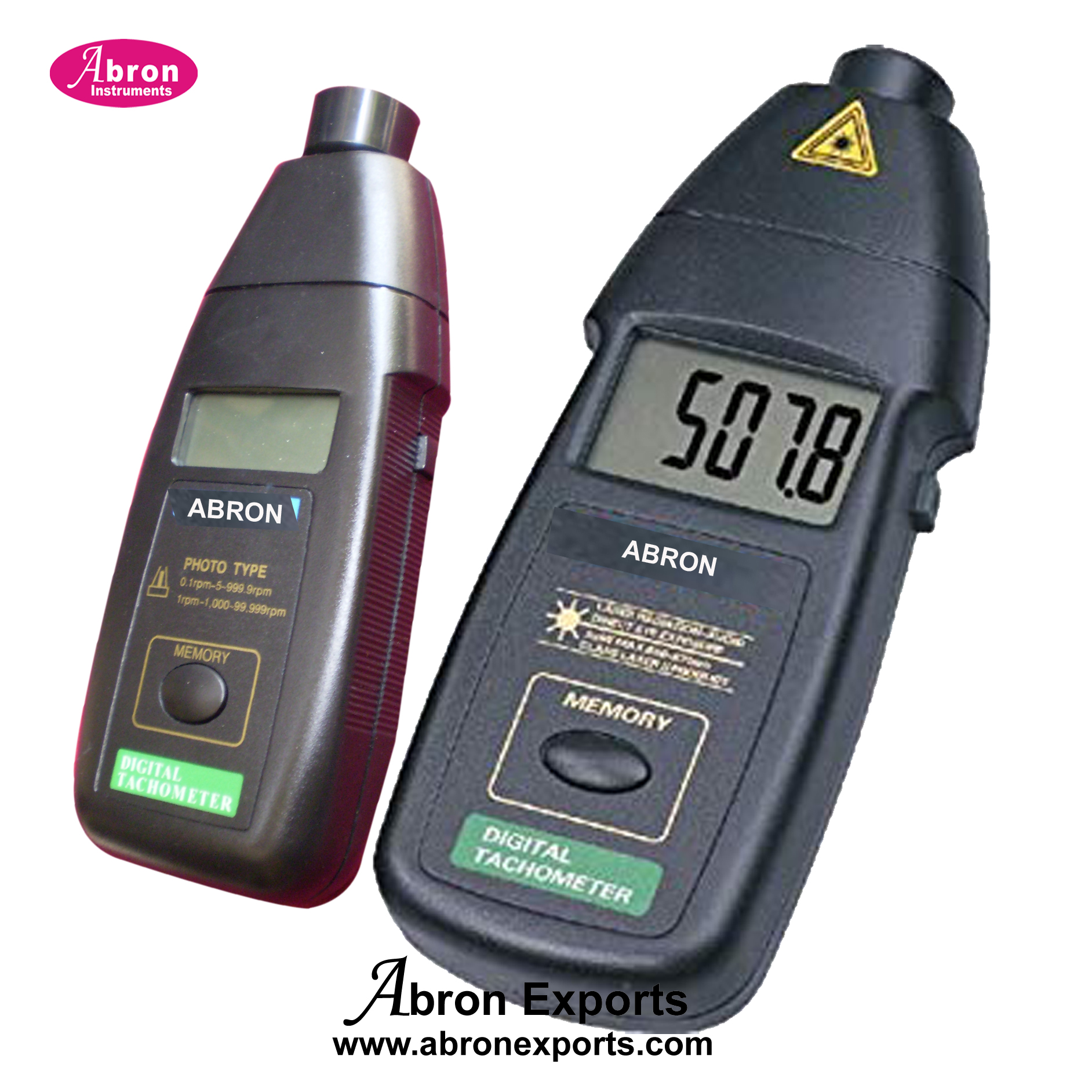 Tachometer Digital Speedometer LCD Automatic Non Contact Range 5-99,999 RPM Abron AE-1329TA